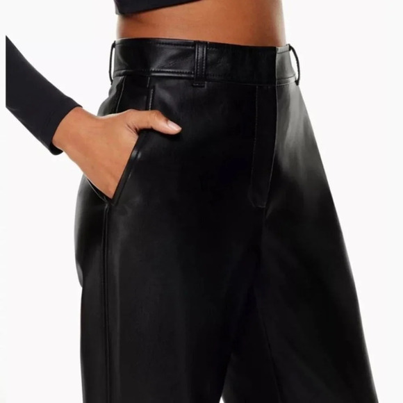 Aritzia Babaton Command High Waisted Vegan Leather Pants Black Size 8 - Picture 2 of 11
